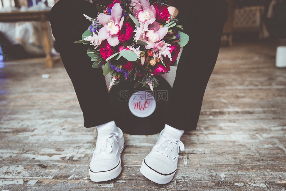 婚禮,花束,體操鞋