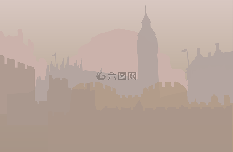 城堡,背景,城市