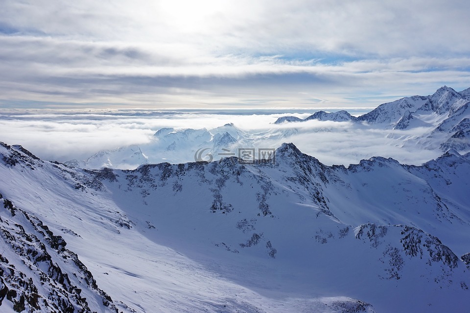 雪,冬季,山