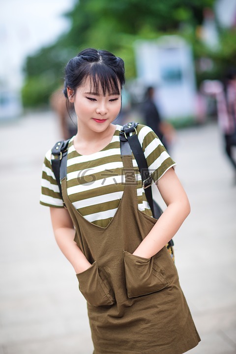女孩,時尚,戶外