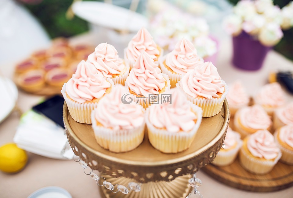 甜品,杯子蛋糕,甜品臺