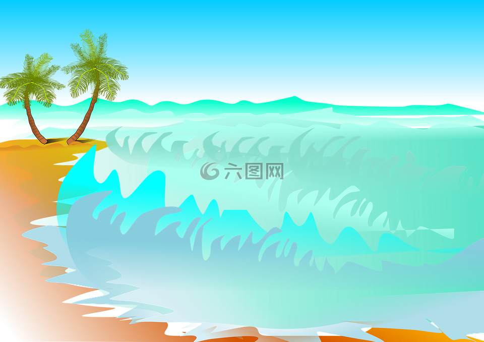 棕櫚樹,海灘,海洋