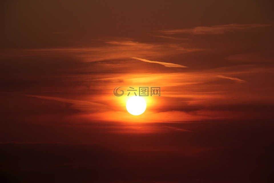 日落,太陽,abendstimmung
