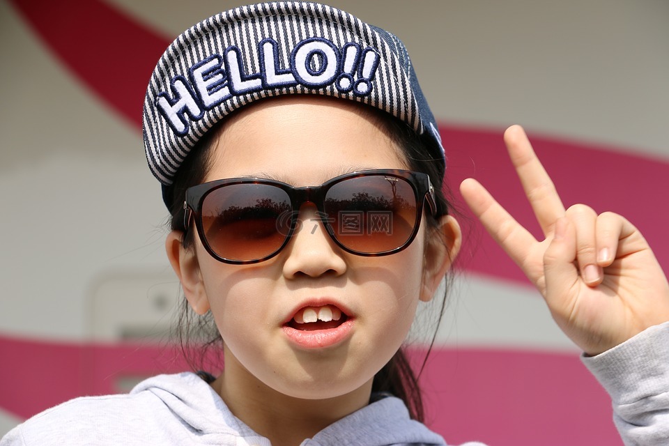 兒童,表達,女孩