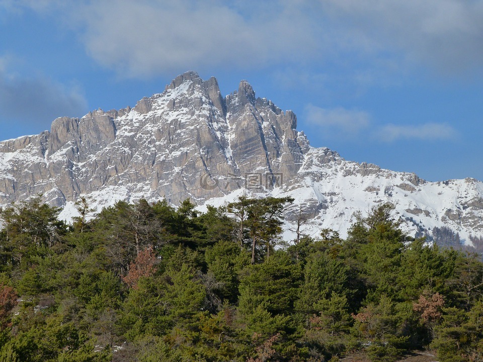 景觀,山,阿爾卑斯山