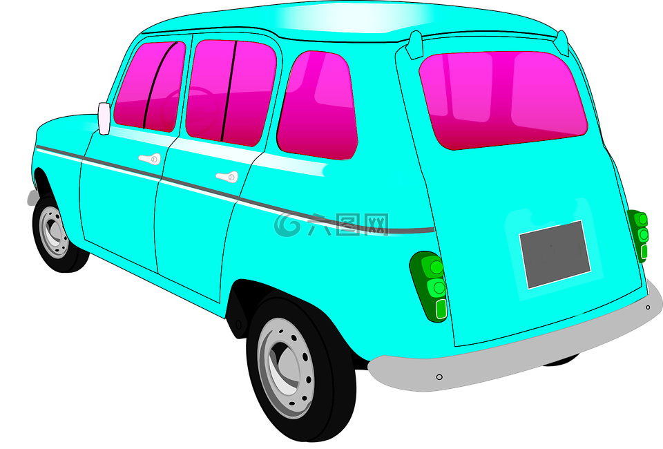 汽車,藍(lán)色,綠松石