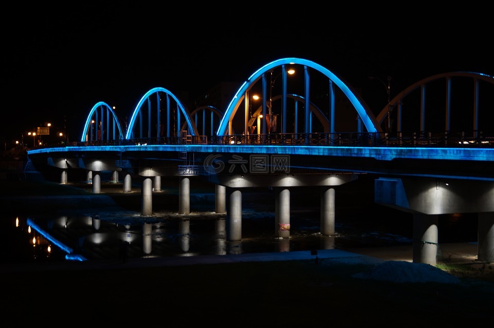 橋,燈,夜景