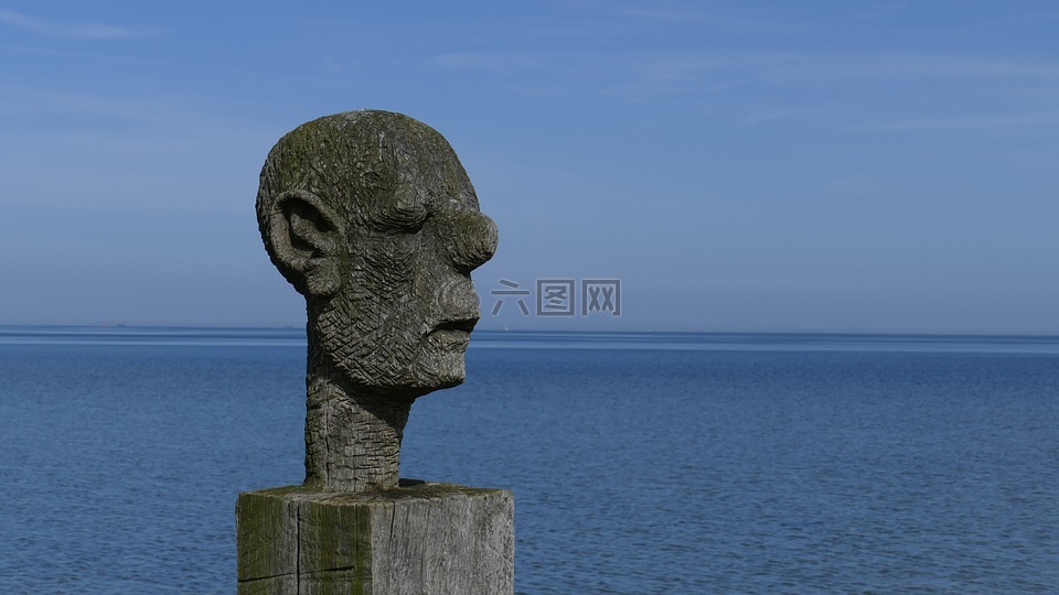 雕塑,海,木
