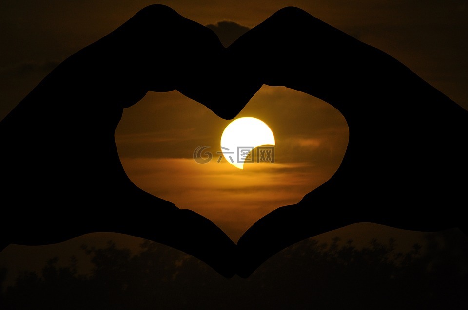 日食,愛,心