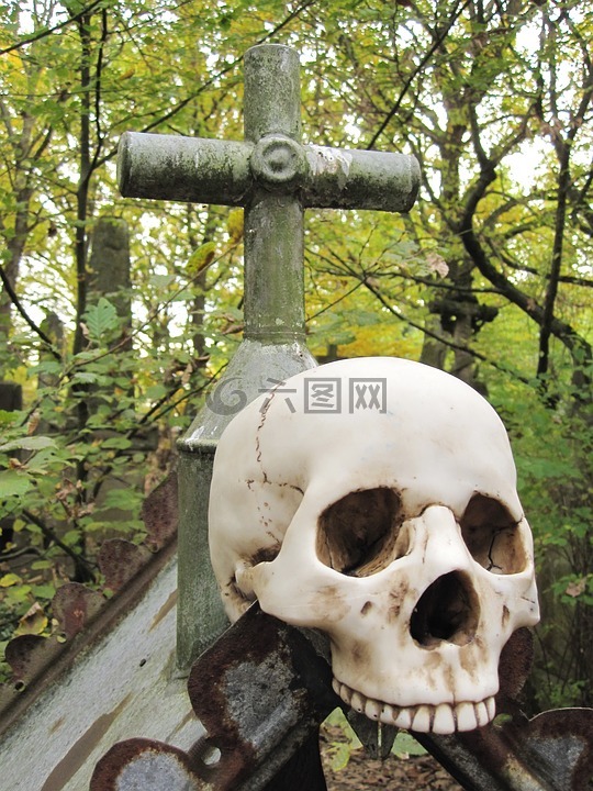 死亡,頭骨,骷髏和交叉骨