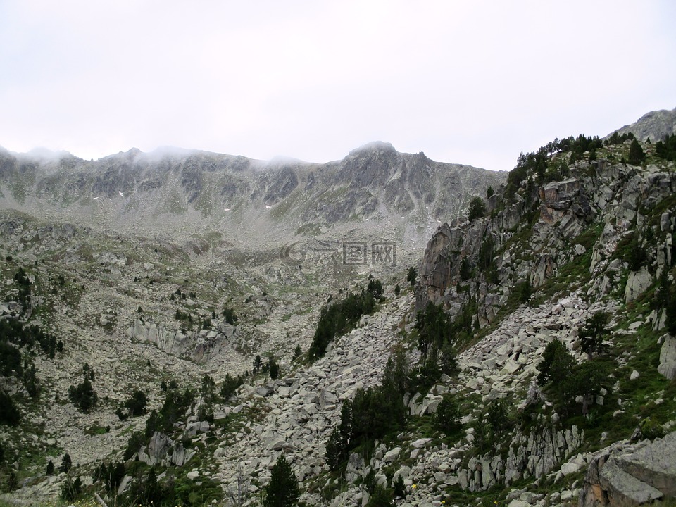 安道爾,山,夏天