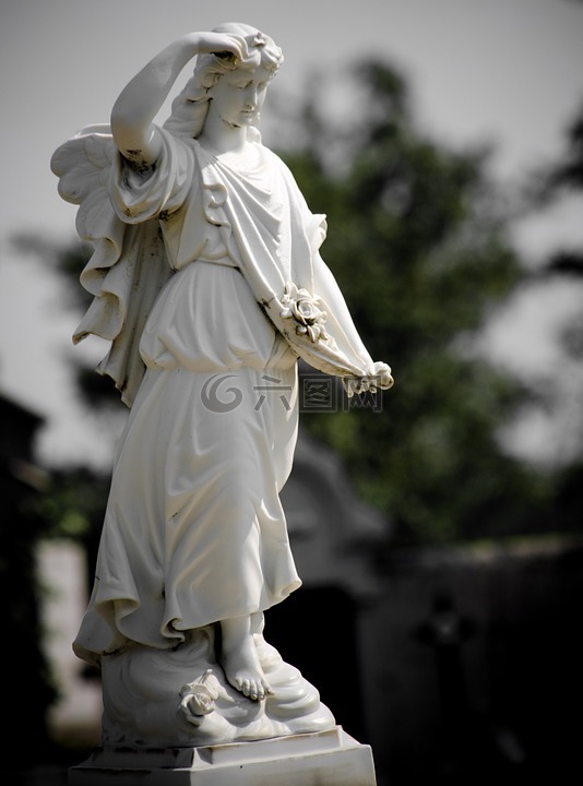 雕像,天使,女子