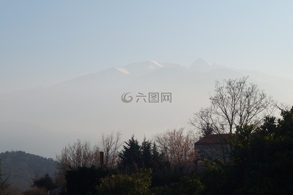 霧,山,景觀