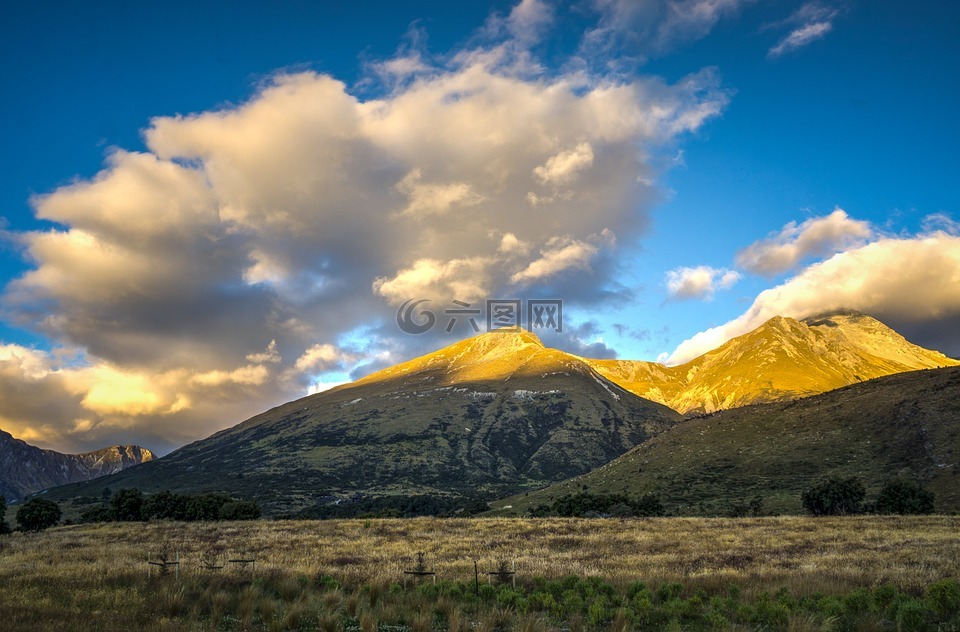 山,天空,云