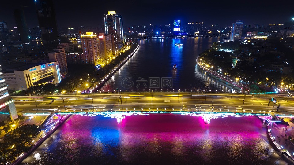 廣州,解放橋,夜景