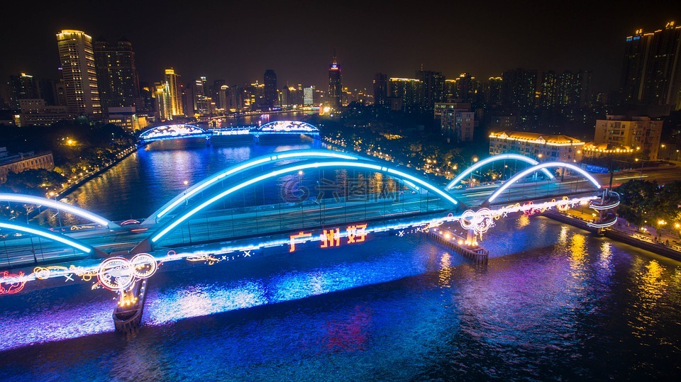 廣州,空拍,人民橋