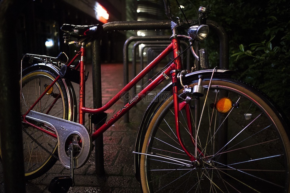 自行車,夜,紅色