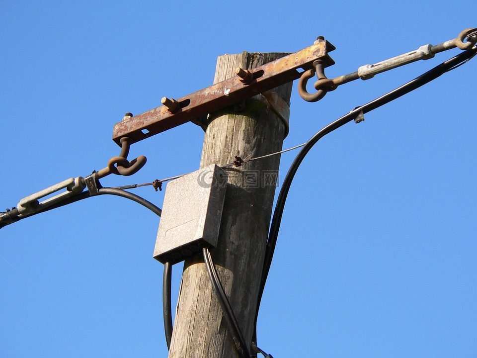 電線桿,電話線路,天空
