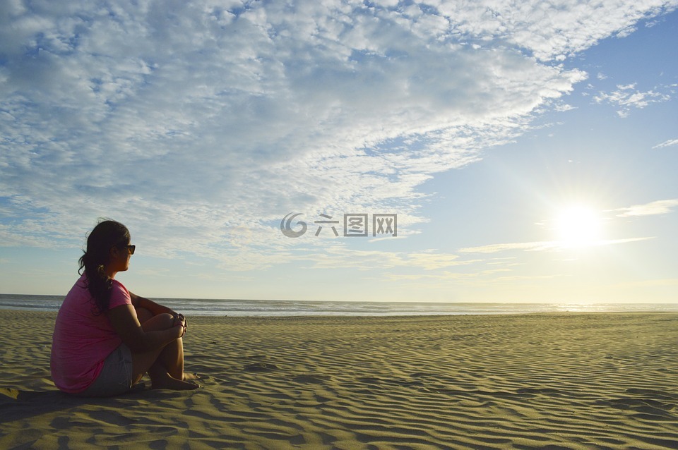 日落,墨西哥,坐下