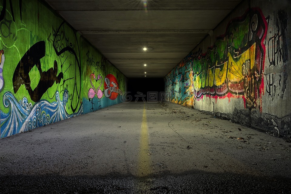 隧道,地下通道,涂鸦