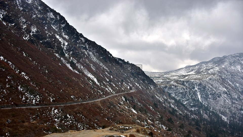 山,自然,雪