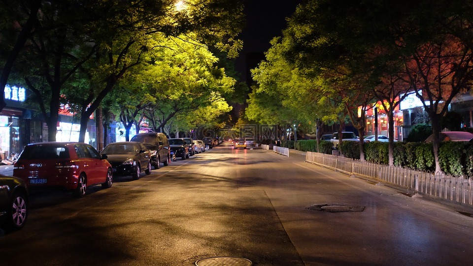 夜晚,街道,北京