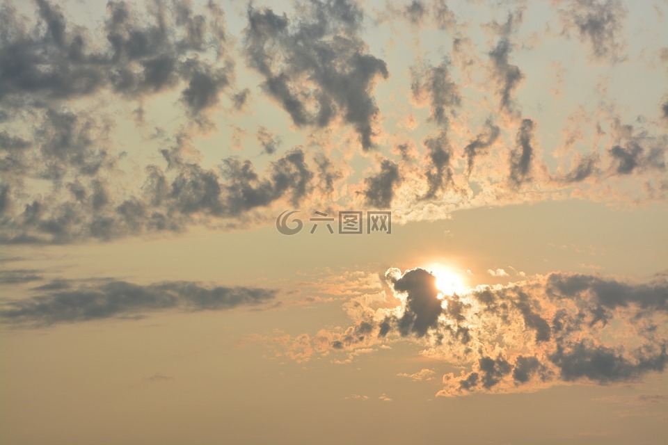 太陽,云,叇