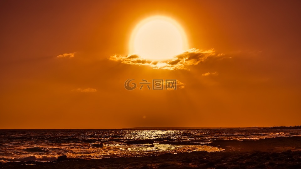 太陽,云,下午