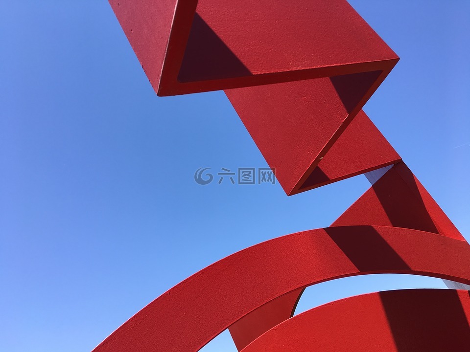 雕塑,紅色,藍(lán)色