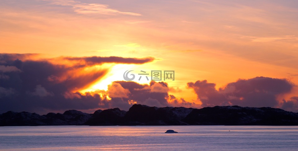 日落,冰,格陵蘭島