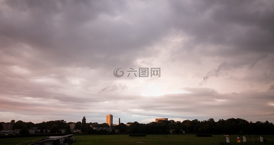 天空,城市,云