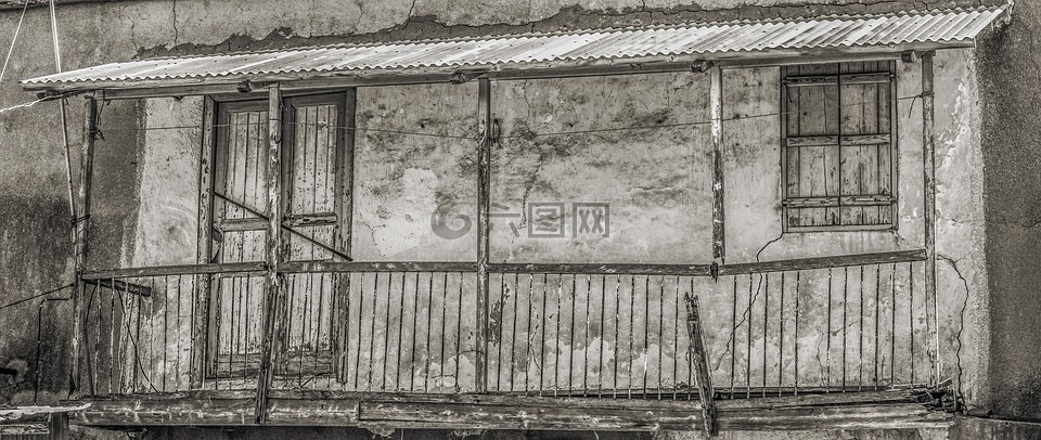 老房子,损坏,风化