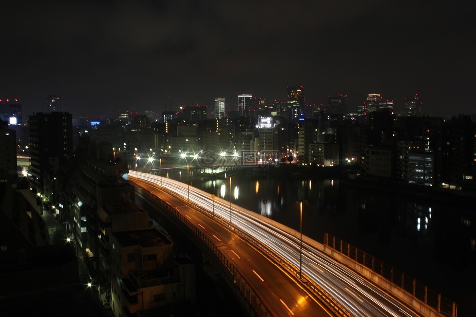 橋,公路,夜