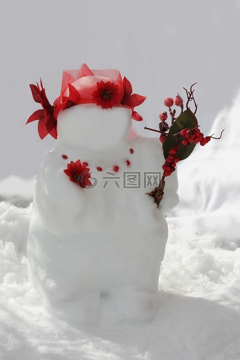 雪人,冬天,雪