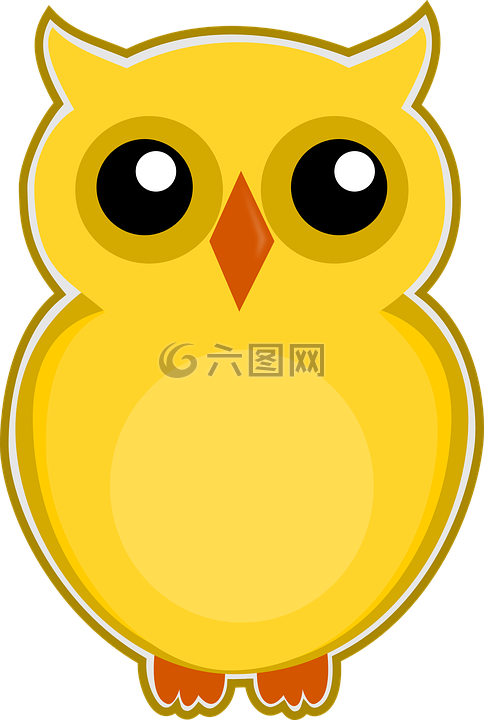 貓頭鷹,黃色,鳥