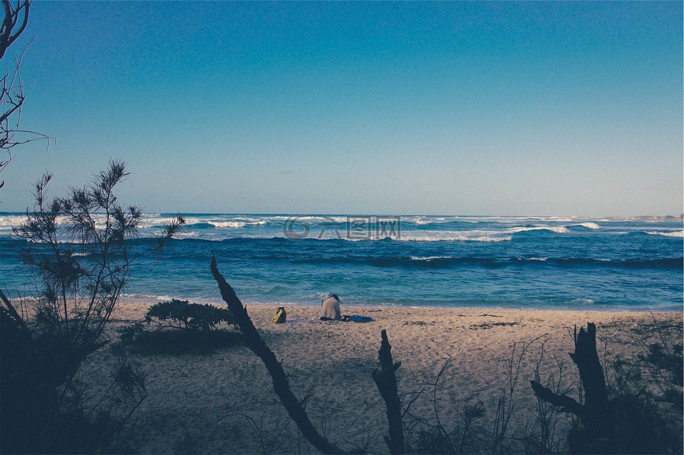 海滩,沙,水