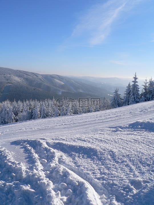 雪,冬天,滑雪坡