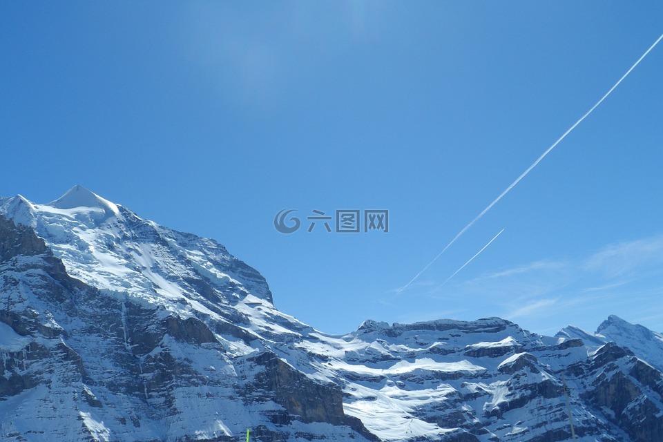 瑞士,少女山岡,雪