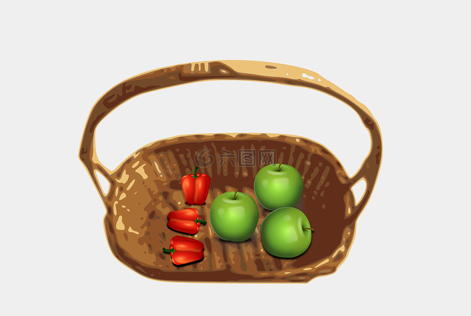 籃,集裝箱,水果