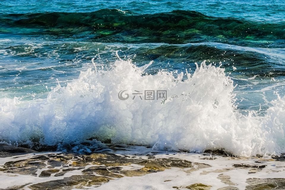 波,海,藍(lán)色