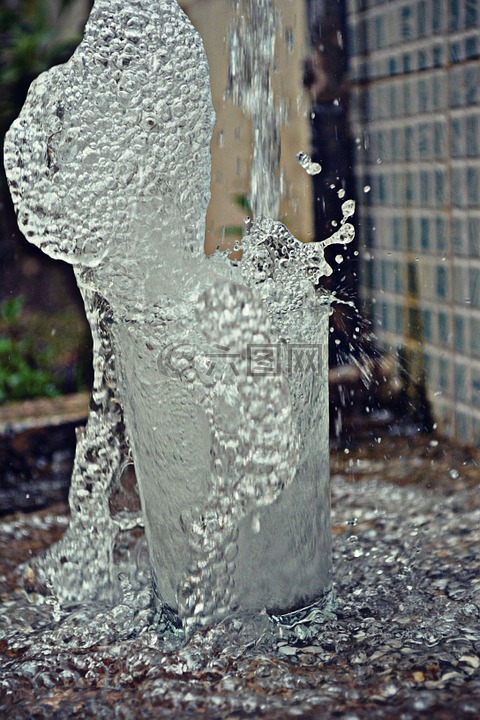 水,濺,下降