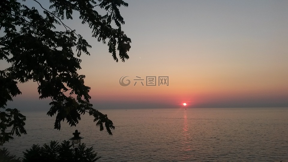 日落,海,克羅地亞
