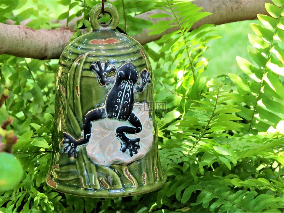 陶瓷鐘,綠色,院子里藝術(shù)