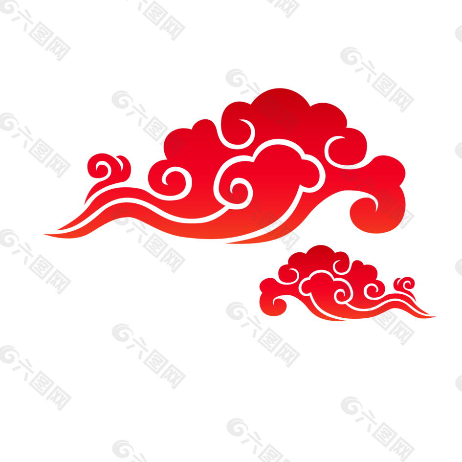紅色祥云素材