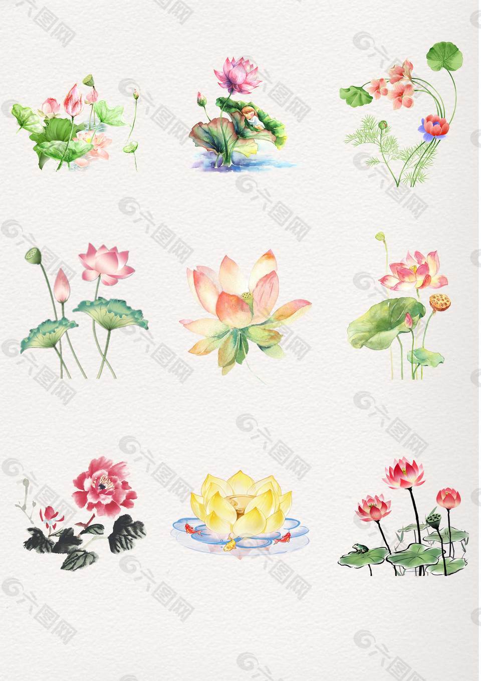 水墨荷花素材