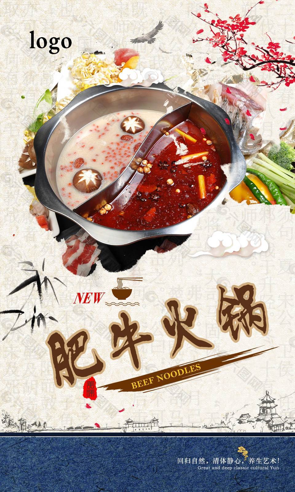 特色四川肥牛火鍋美食海報(bào)