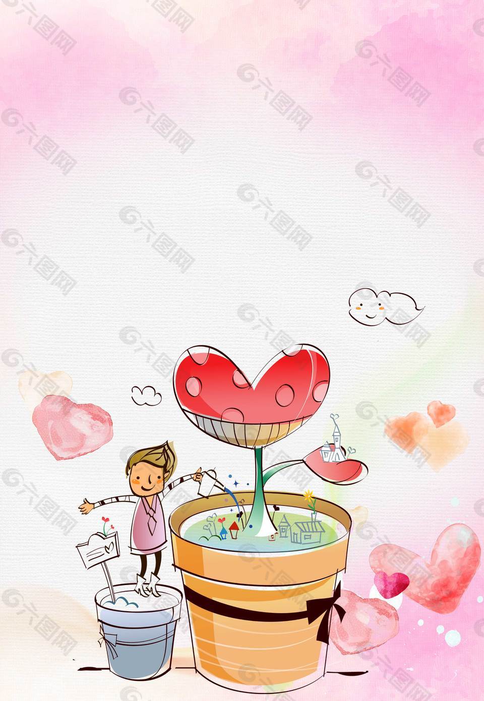 粉色唯美卡通廣告背景