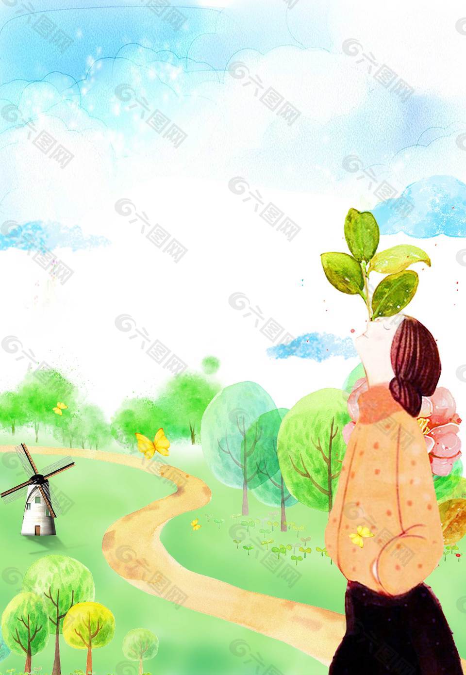 小清新手繪廣告背景