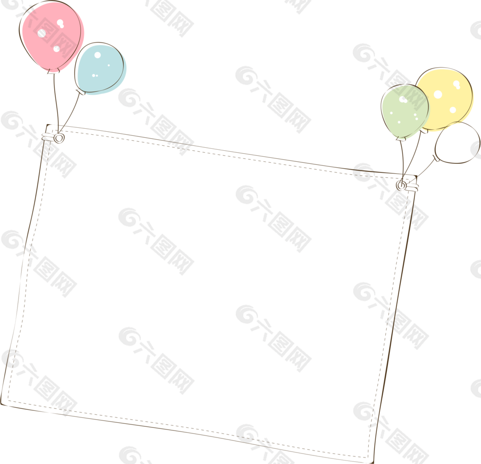 可爱气球边框免抠设计元素素材免费下载(图片编号:)