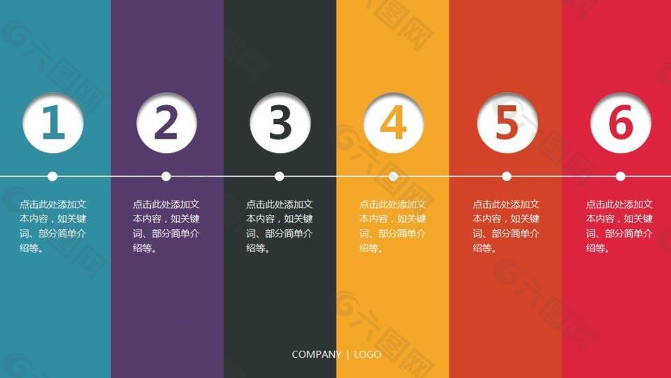 簡約創(chuàng)意扁平化七彩商務(wù)總結(jié)匯報通用ppt模板